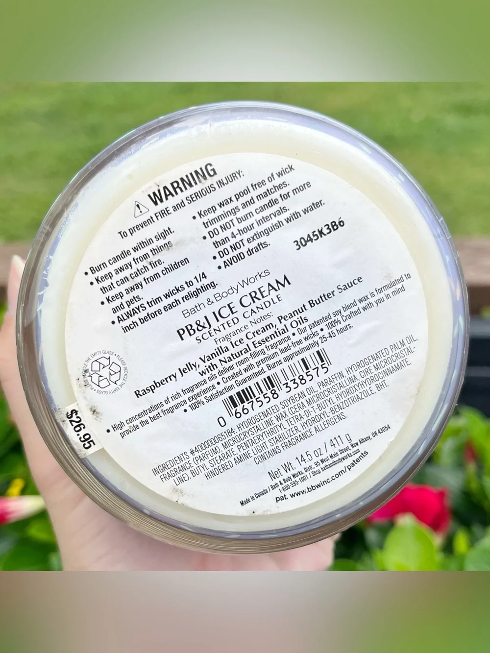 Bath and Body Works 3 Wick Candle PB&J Ice Cream Candle
